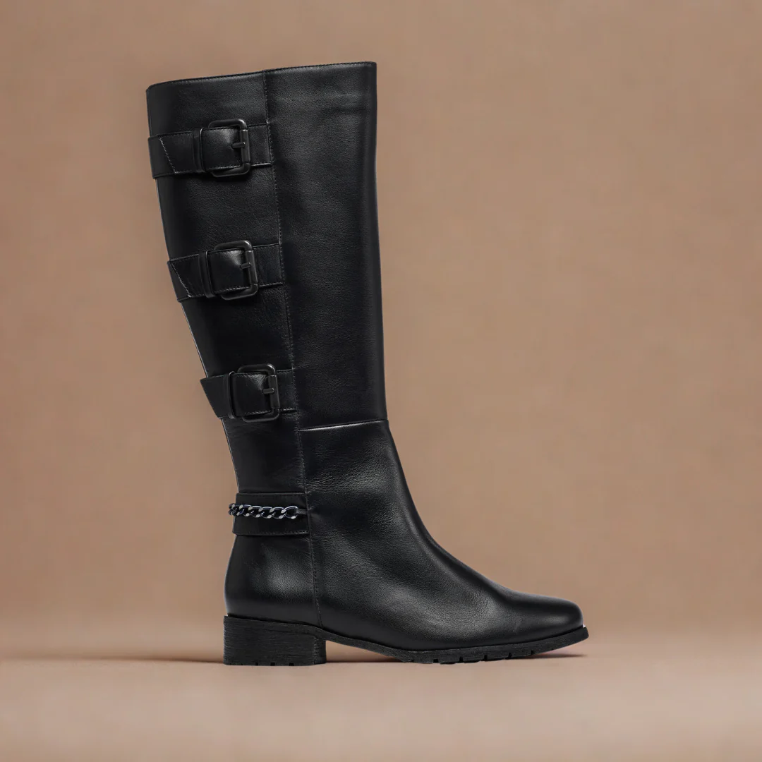 Sylvia - Black Leather Boots