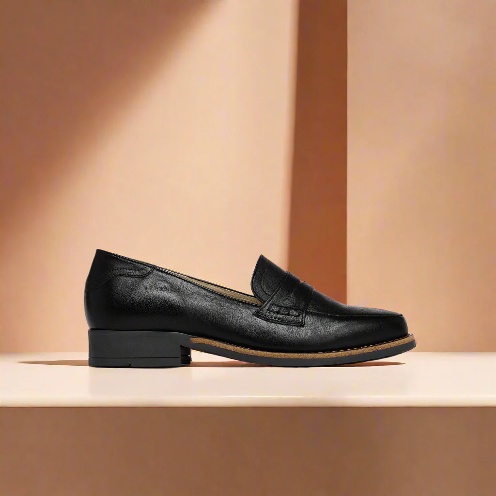 Nadia - Black Leather Loafers